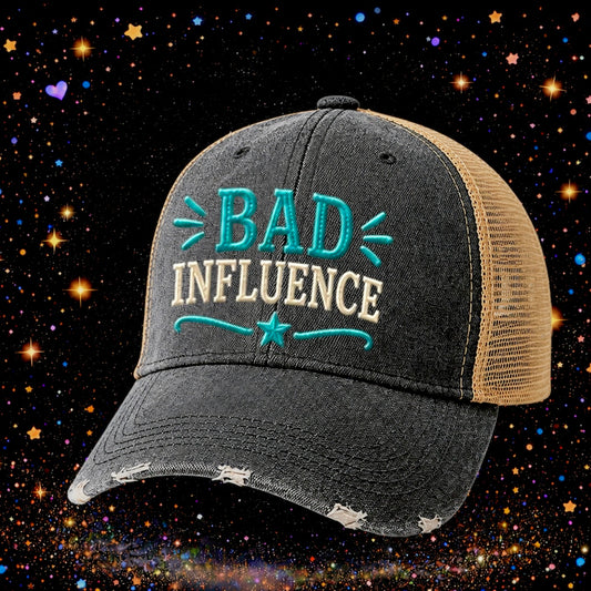 Bad Influence | Embroidered Trucker Hat | Snapback Cap | Funny