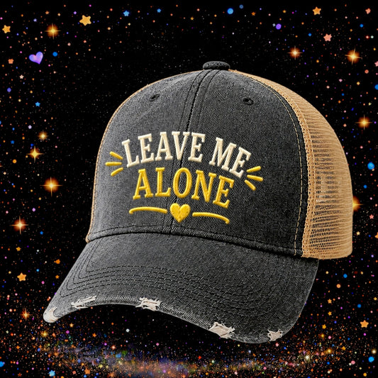 Leave Me Alone | Embroidered Trucker Hat | Snapback Cap | Unisex | Funny