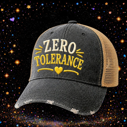 Zero Tolerance | Embroidered Trucker Hat | Snapback Cap | Unisex | Funny