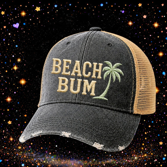 Beach Bum | Embroidered Trucker Hat | Snapback Cap | Unisex | Funny