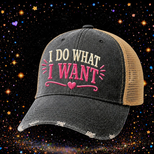I Do What I Want | Embroidered Trucker Hat | Snapback Cap | Unisex | Funny