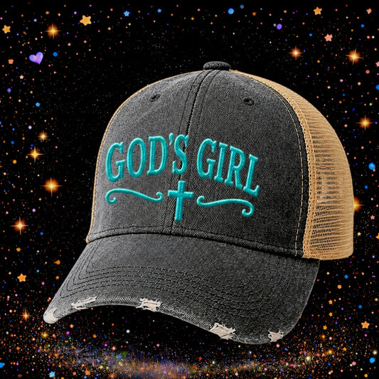 God’s Girl | Embroidered Trucker Hat | Snapback Cap | Unisex | Funny