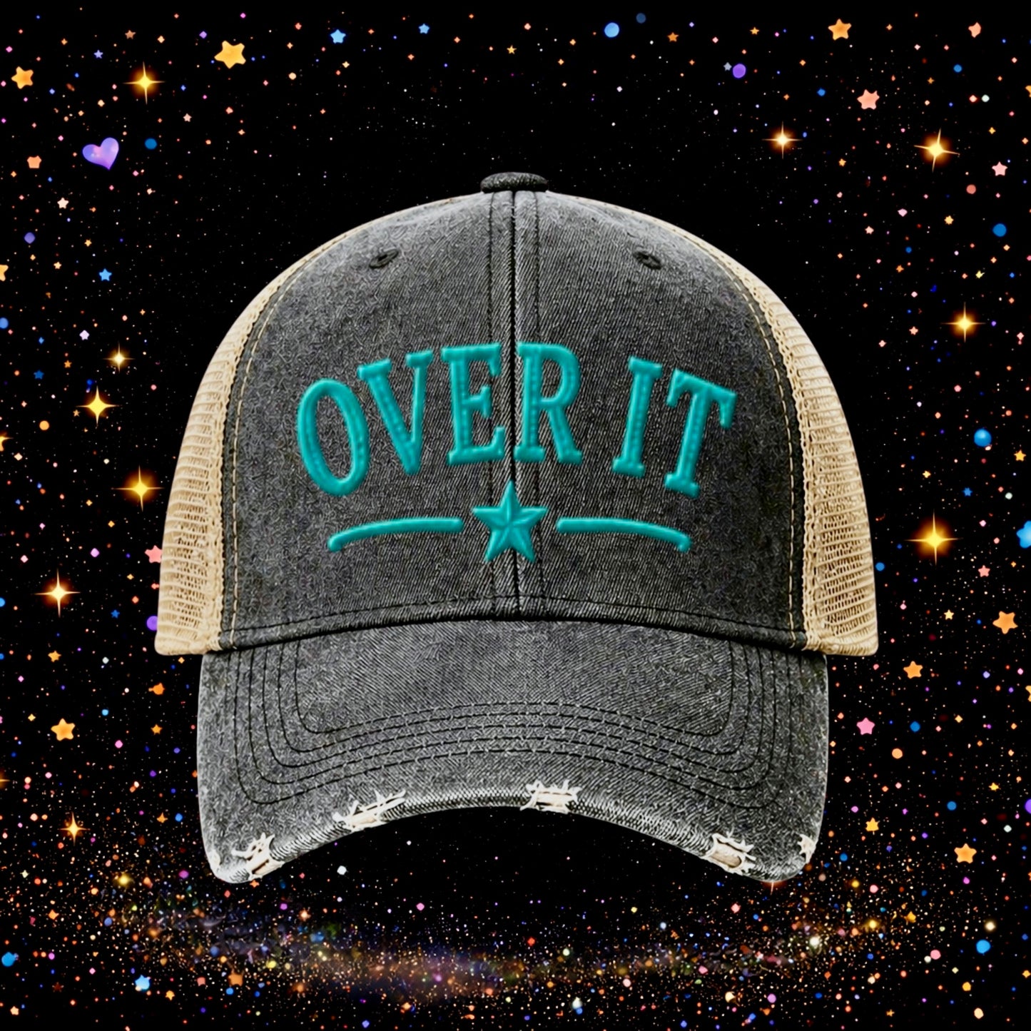 Over It | Embroidered Trucker Hat | Snapback Cap | Unisex | Funny