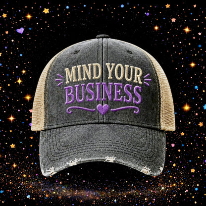 Mind Your Business| Embroidered Trucker Hat | Snapback Cap | Unisex | Funny