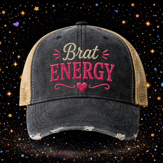 Brat Energy | Embroidered Trucker Hat | Snapback Cap | Sarcastic