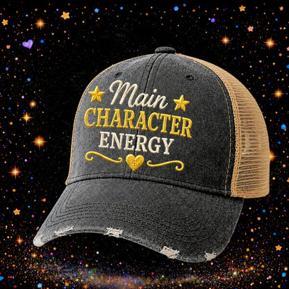 Main Character Energy | Embroidered Trucker Hat | Snapback Cap | Sarcastic