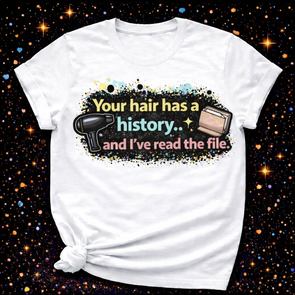 Your Hair Has A History…And I’ve Read The File Digital Download | Sublimation & DTF PNG | Instant Download | Funny | Sarcastic | Hair Stylist | Salon