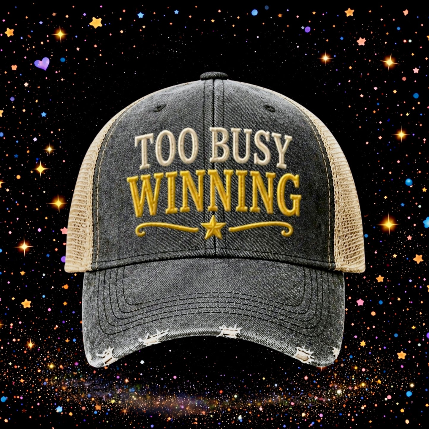 Too Busy Winning | Embroidered Trucker Hat | Snapback Cap | Funny