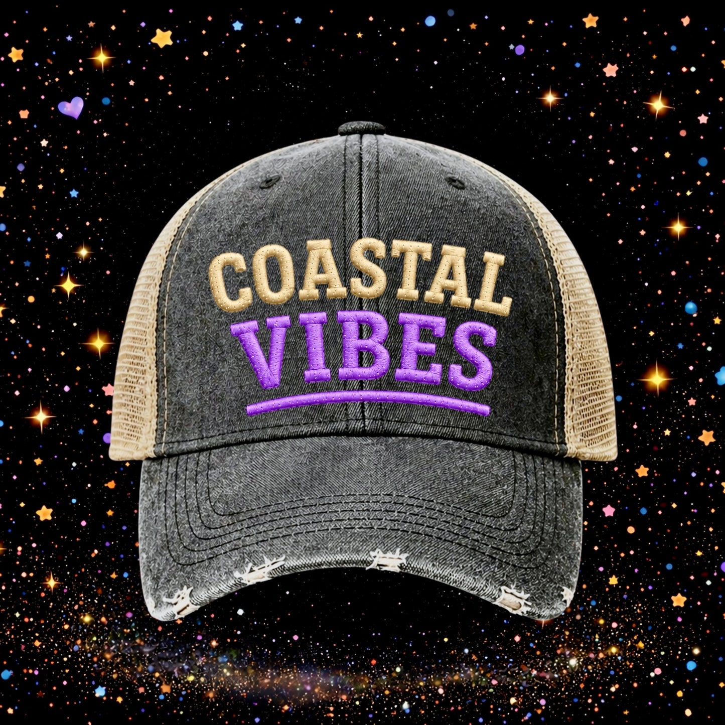Coastal Vibes | Embroidered Trucker Hat | Snapback | Unisex | Baseball Cap