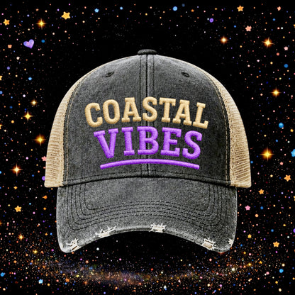 Coastal Vibes | Embroidered Trucker Hat | Snapback | Unisex | Baseball Cap