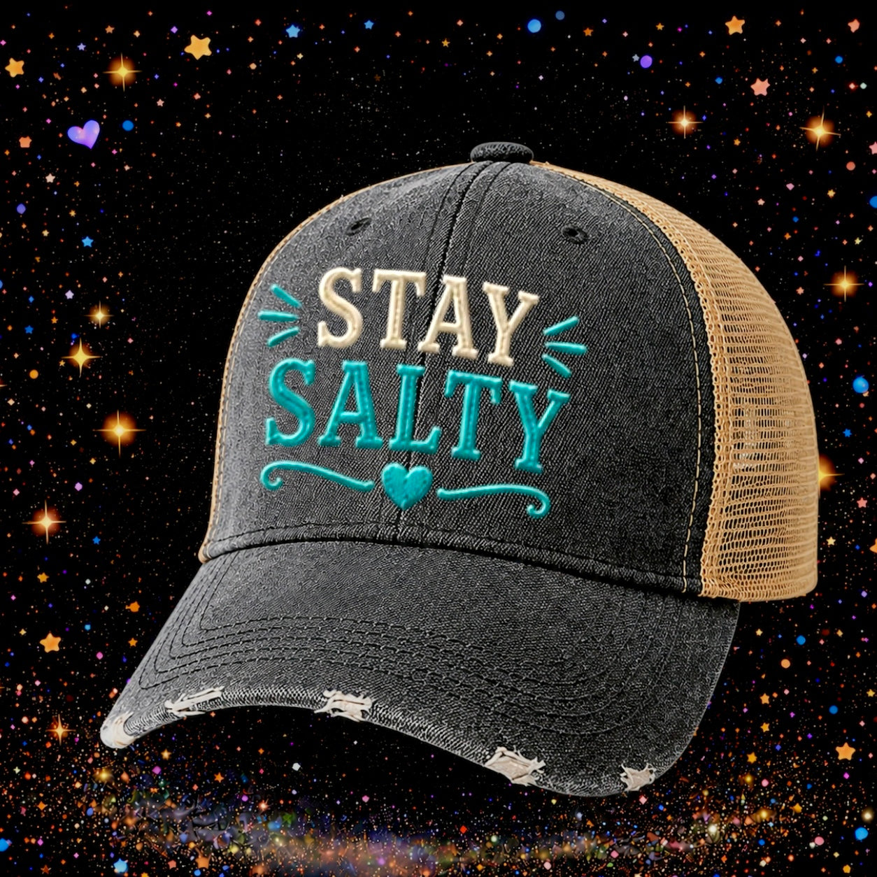 Stay Salty | Embroidered Trucker Hat | Snapback Cap | Unisex | Funny