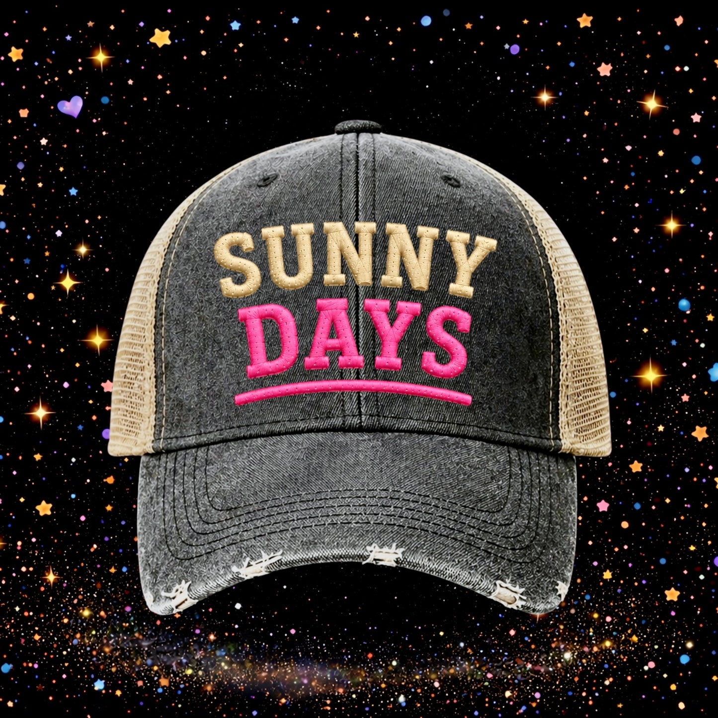 Sunny Days | Embroidered Trucker Hat | Snapback | Unisex | Baseball Cap