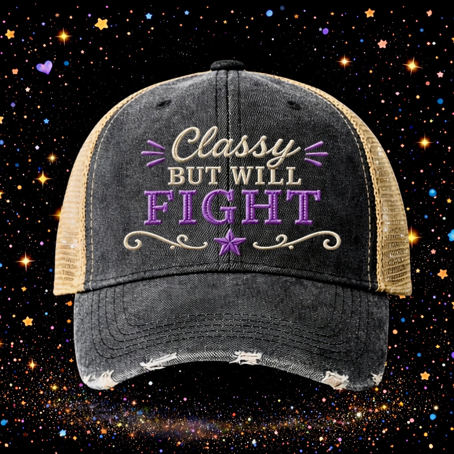 Classy But Will Fight | Embroidered Trucker Hat | Snapback Cap | Sarcastic