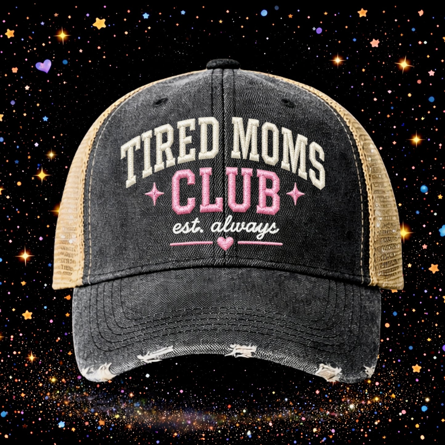 Tired Moms Club| Embroidered Trucker Hat | Snapback Cap | Distressed |Vintage