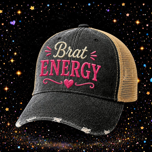 Brat Energy | Embroidered Trucker Hat | Snapback Cap | Sarcastic