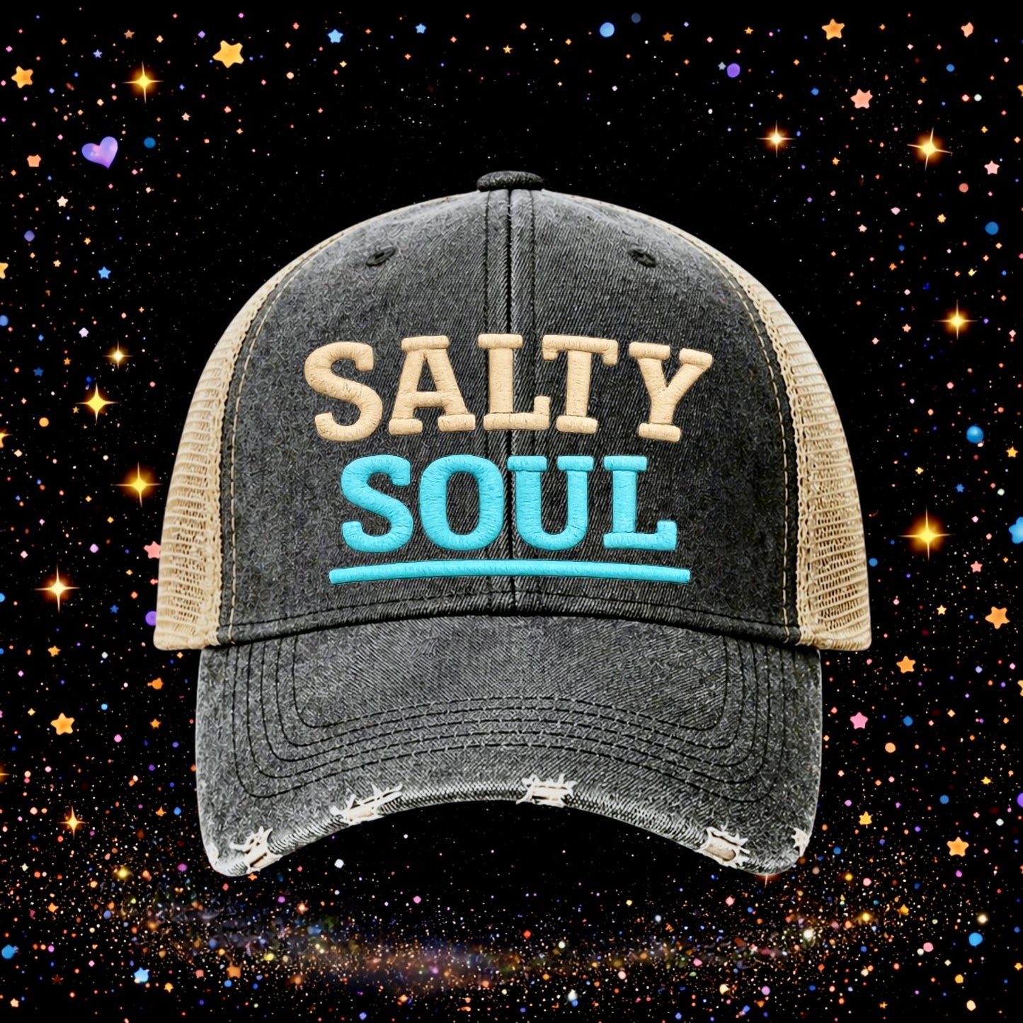 Salty Soul | Embroidered Trucker Hat | Snapback | Unisex | Baseball Cap
