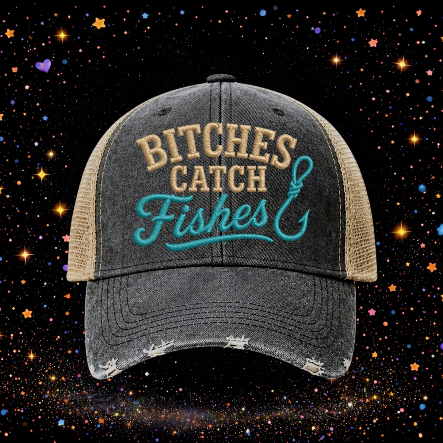 Bitches Catch Fishes | Embroidered Trucker Hat | Snapback | Summer | Baseball Cap