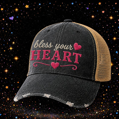 Bless Your Heart | Funny Embroidered Trucker Hat | Snapback Cap | Sarcastic