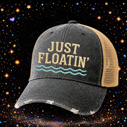 Just Floatin’ | Embroidered Trucker Hat | Snapback Cap | Lake |Beach