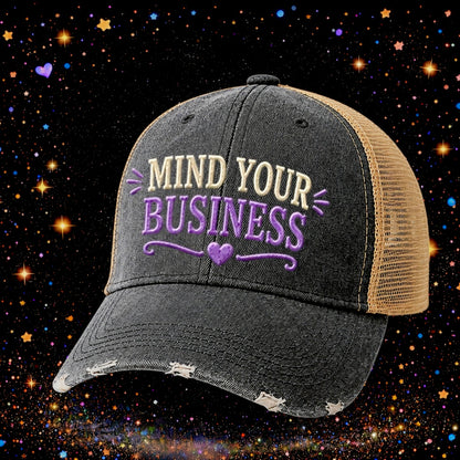 Mind Your Business| Embroidered Trucker Hat | Snapback Cap | Unisex | Funny