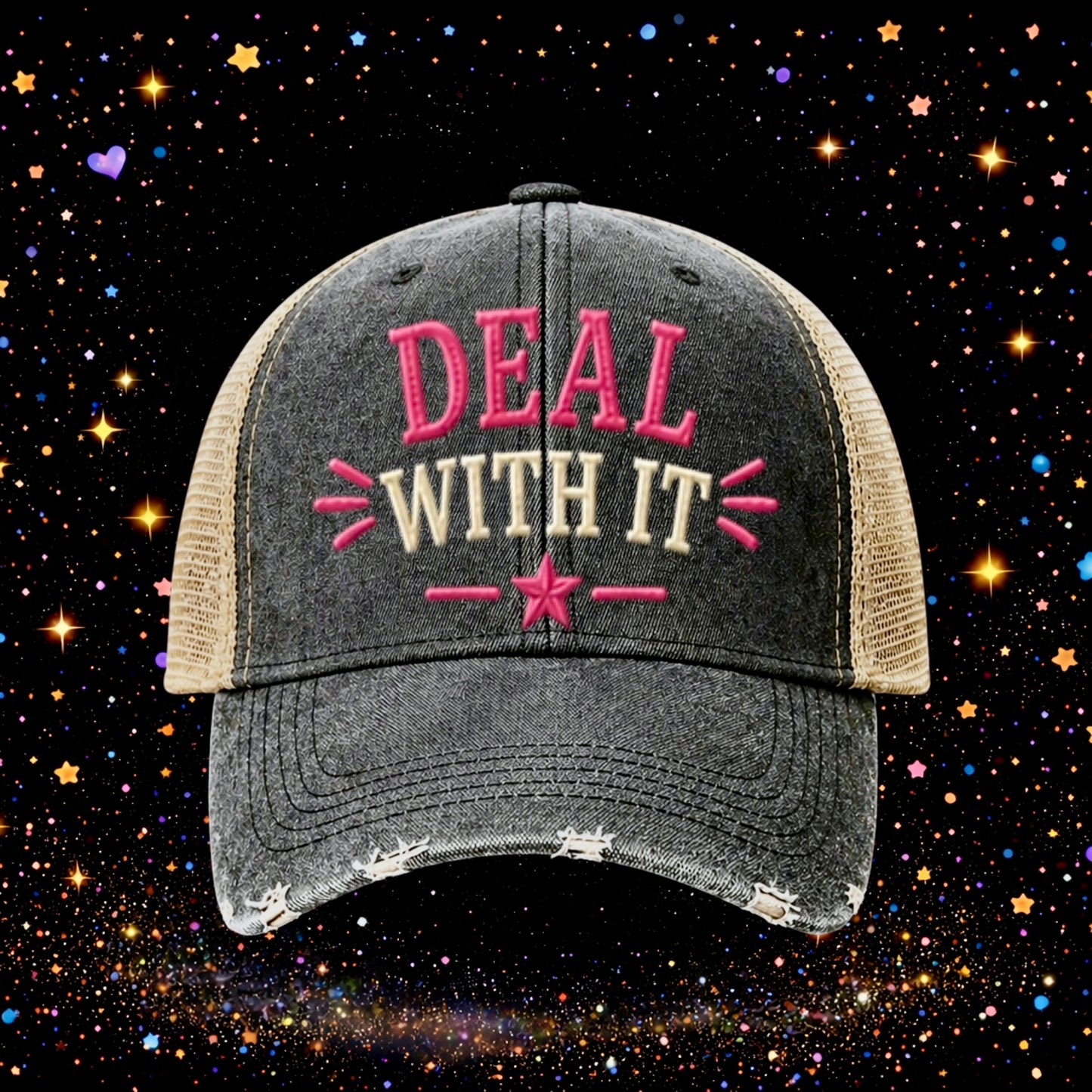 Deal With It | Embroidered Trucker Hat | Snapback Cap | Unisex | Funny
