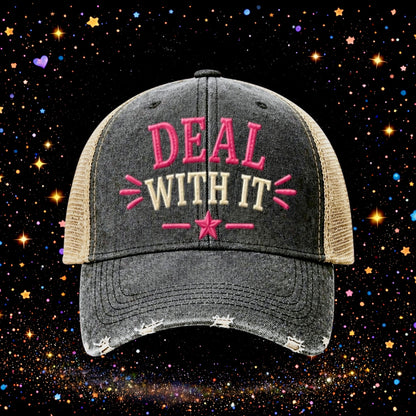 Deal With It | Embroidered Trucker Hat | Snapback Cap | Unisex | Funny