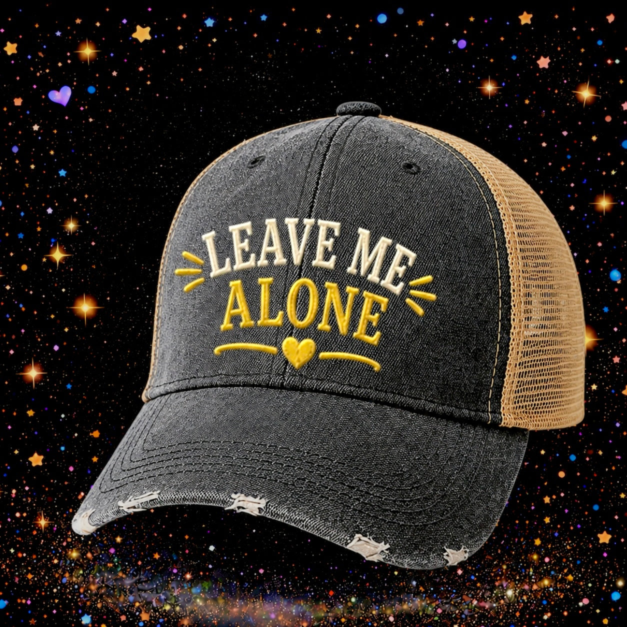 Leave Me Alone | Embroidered Trucker Hat | Snapback Cap | Unisex | Funny