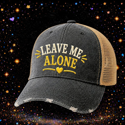Leave Me Alone | Embroidered Trucker Hat | Snapback Cap | Unisex | Funny
