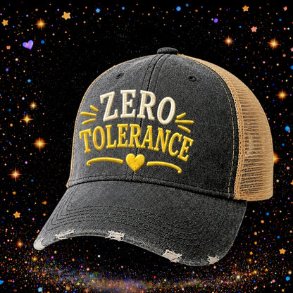 Zero Tolerance | Embroidered Trucker Hat | Snapback Cap | Unisex | Funny