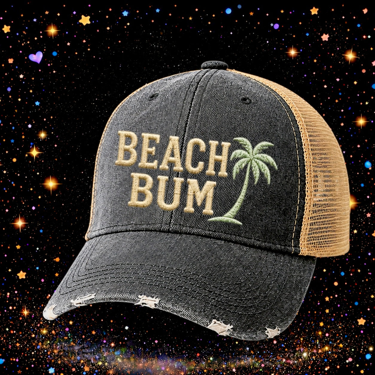 Beach Bum | Embroidered Trucker Hat | Snapback Cap | Unisex | Funny