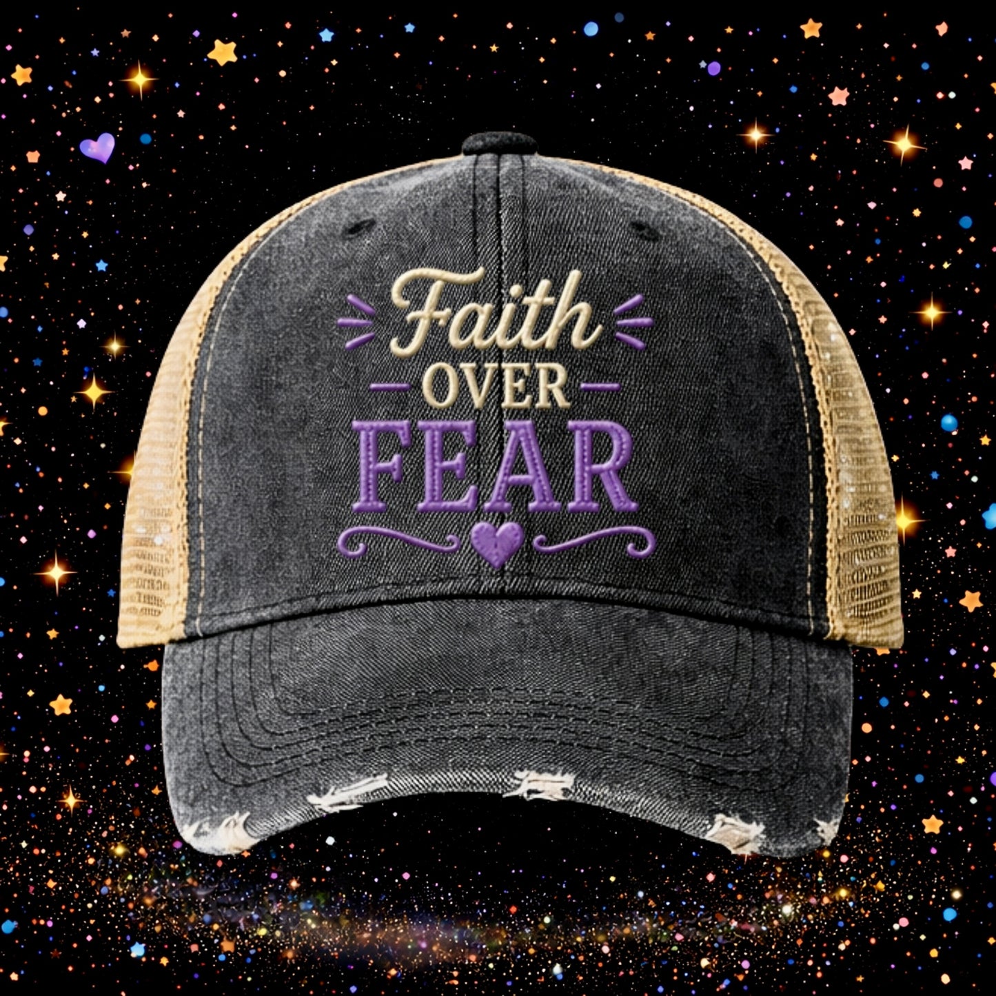 Faith Over Fear | Embroidered Trucker Hat | Snapback Cap | Unisex | Funny