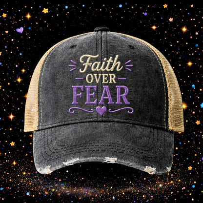 Faith Over Fear | Embroidered Trucker Hat | Snapback Cap | Unisex | Funny