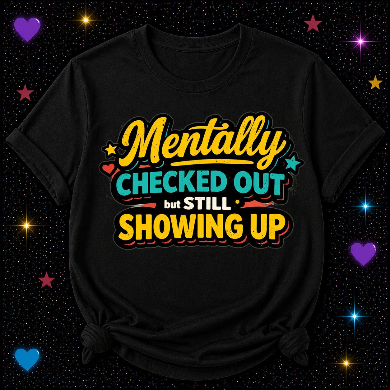 Mentally Checked Out But Still Showing Up | Sublimation & DTF PNG | Instant Download | Funny | Sarcastic