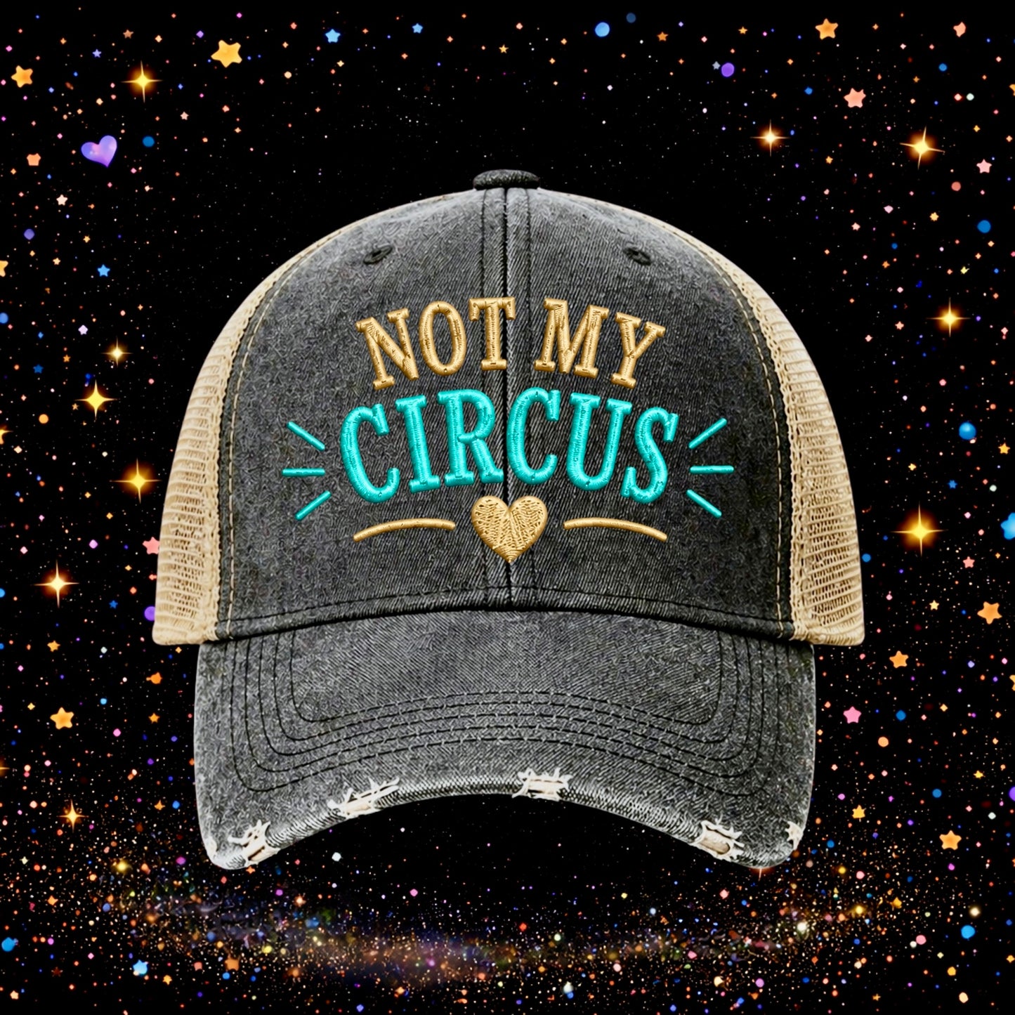 Not My Circus | Embroidered Trucker Hat | Snapback Cap | Unisex | Funny