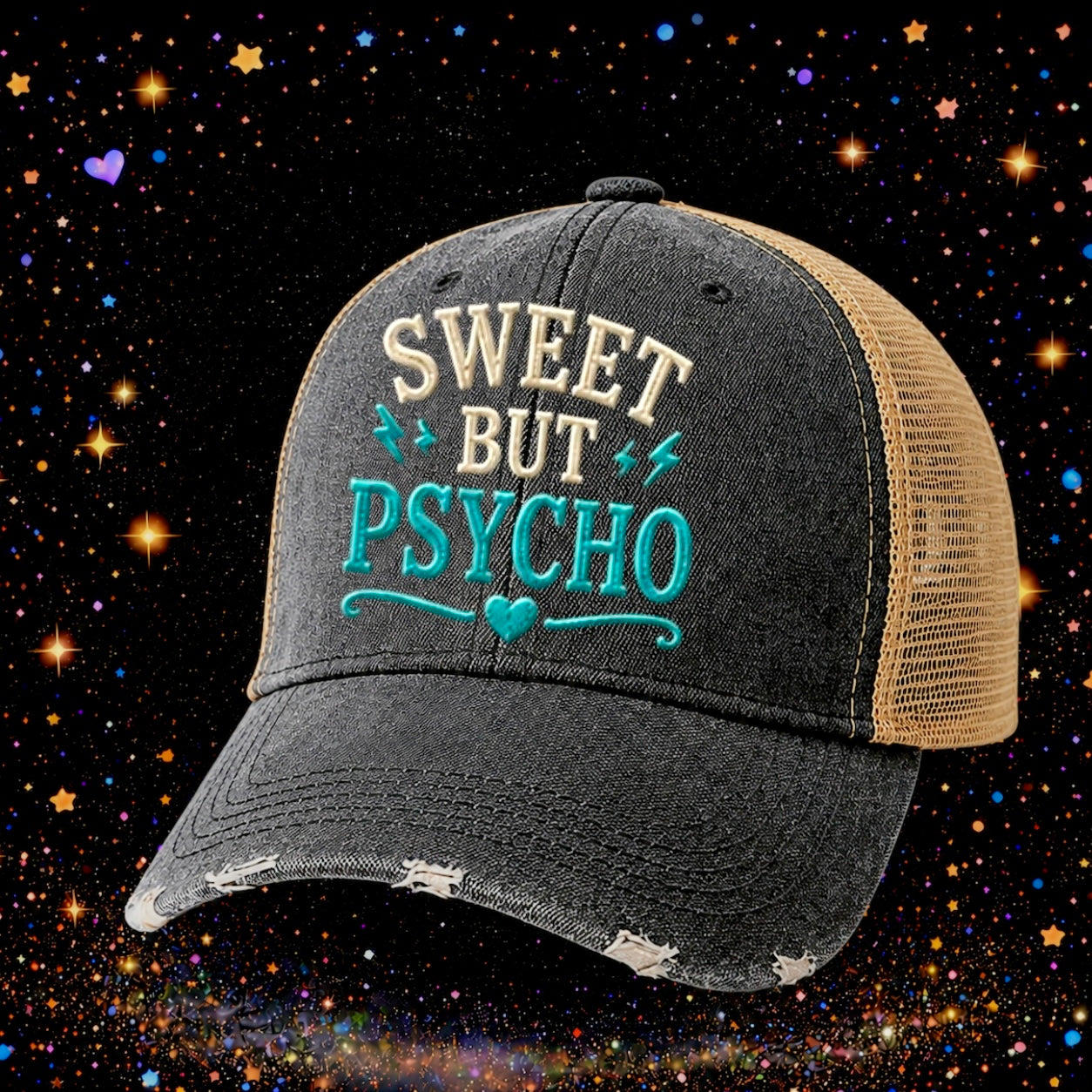 Sweet But Psycho | Embroidered Trucker Hat | Snapback Cap | Unisex | Funny