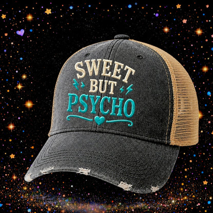 Sweet But Psycho | Embroidered Trucker Hat | Snapback Cap | Unisex | Funny