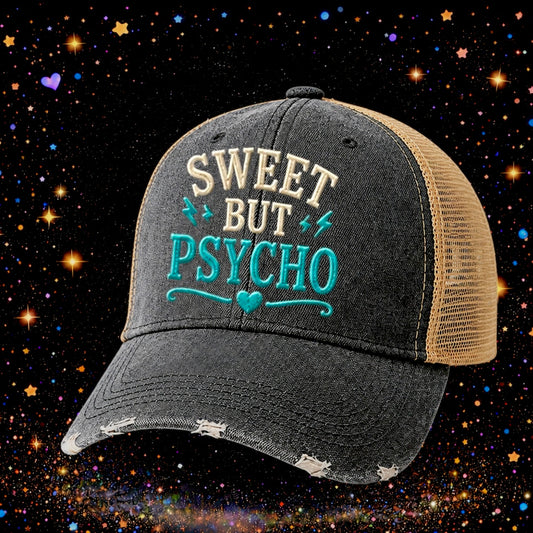 Sweet But Psycho | Embroidered Trucker Hat | Snapback Cap | Unisex | Funny