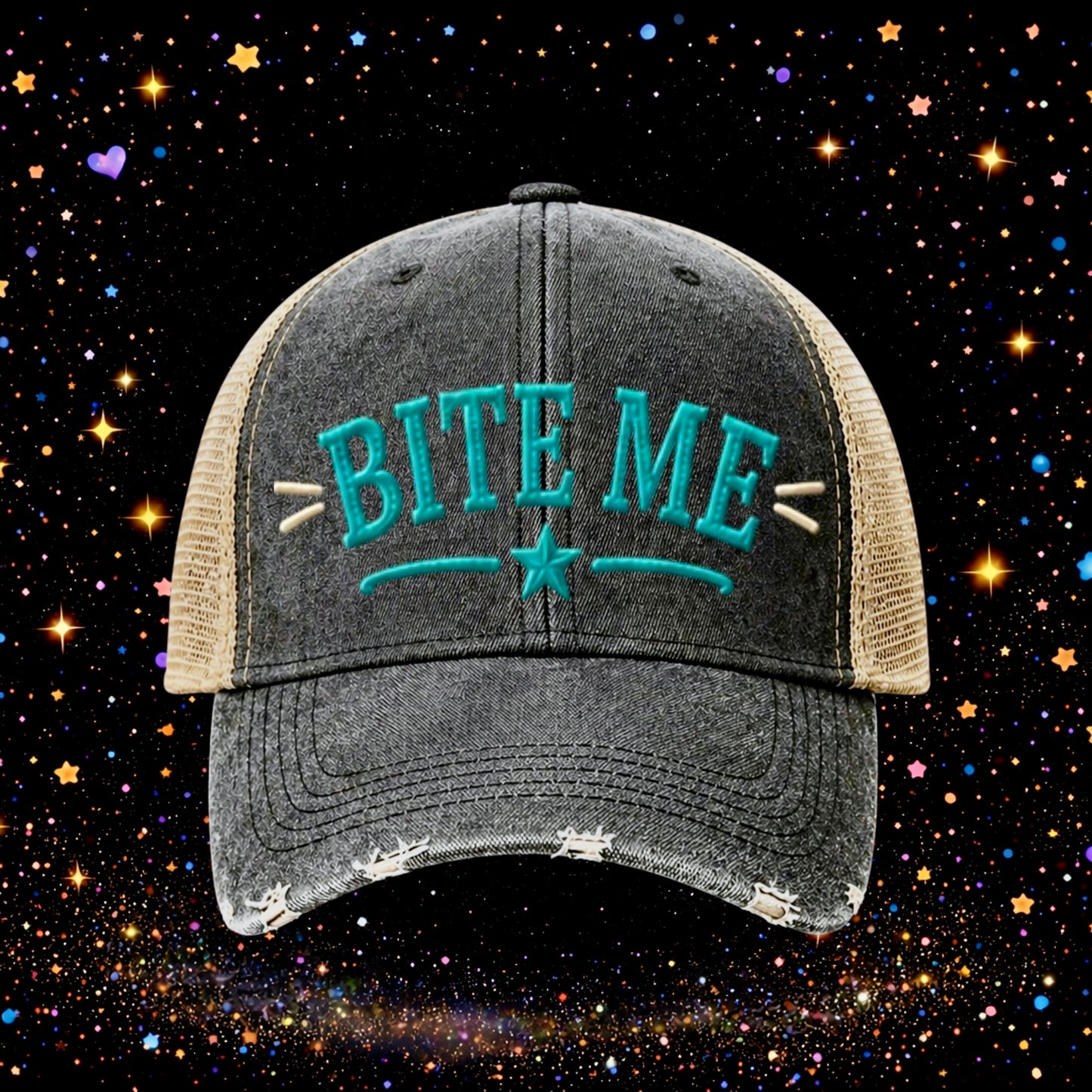 Bite Me | Embroidered Trucker Hat | Snapback Cap | Unisex | Funny