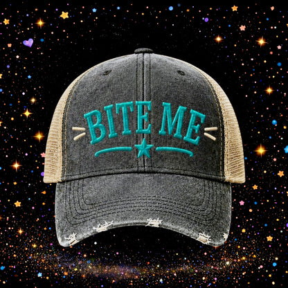 Bite Me | Embroidered Trucker Hat | Snapback Cap | Unisex | Funny