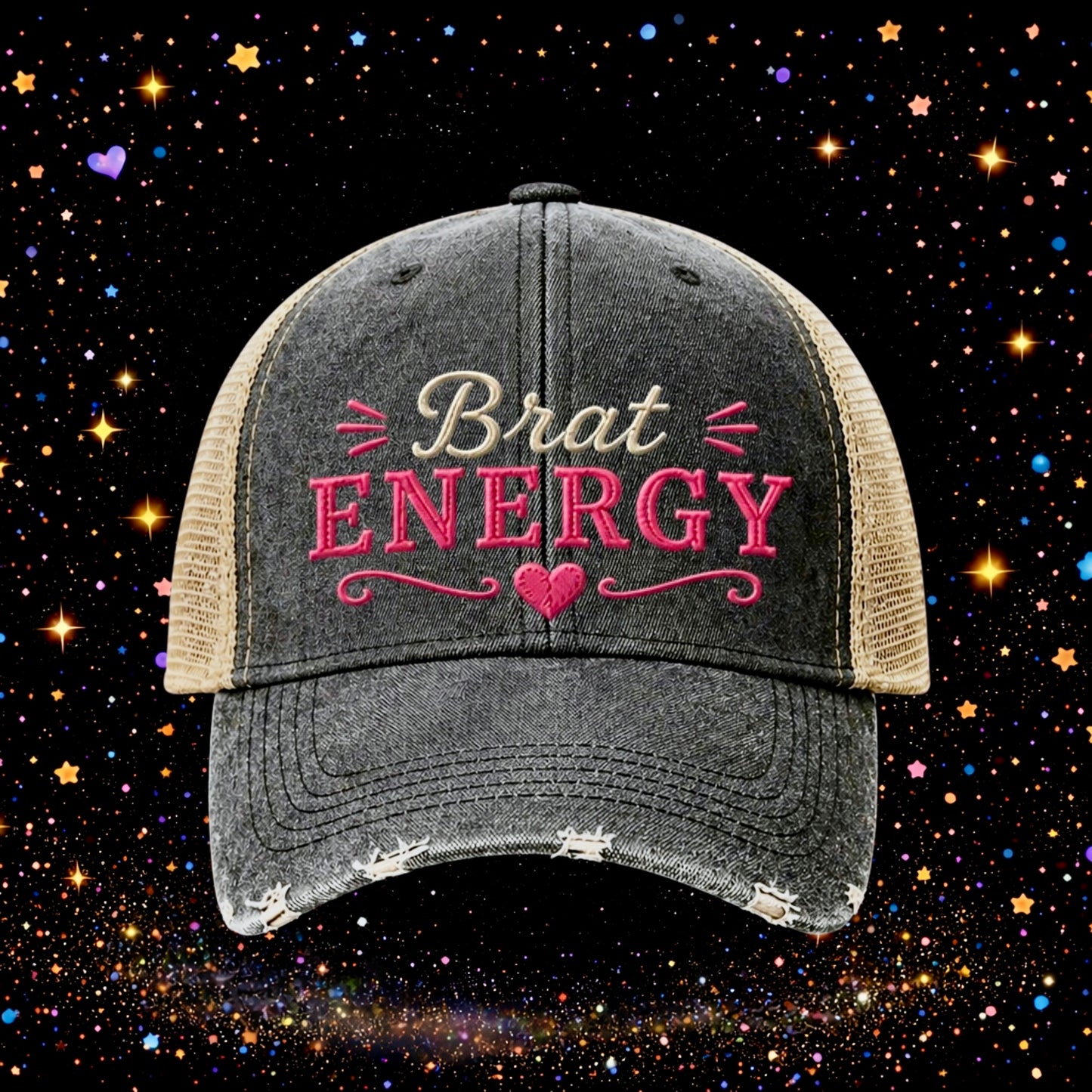 Brat Energy | Embroidered Trucker Hat | Snapback Cap | Sarcastic