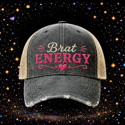 Brat Energy | Embroidered Trucker Hat | Snapback Cap | Sarcastic