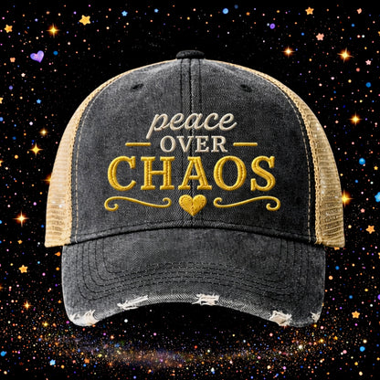 Peace Over Chaos | Embroidered Trucker Hat | Snapback Cap