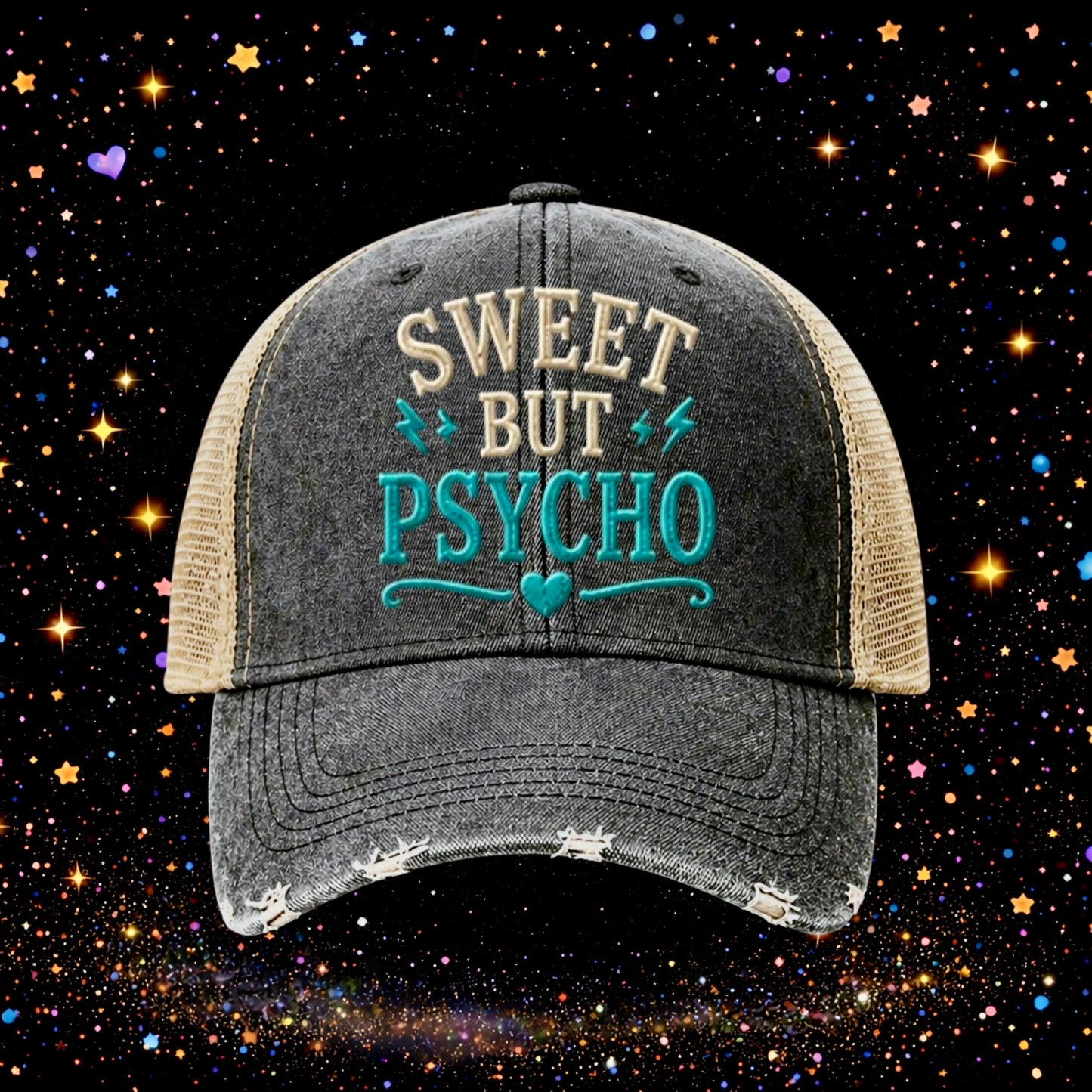 Sweet But Psycho | Embroidered Trucker Hat | Snapback Cap | Unisex | Funny