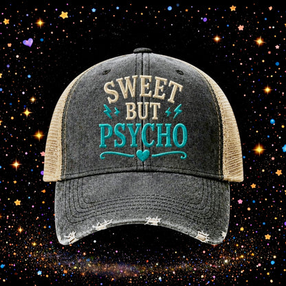 Sweet But Psycho | Embroidered Trucker Hat | Snapback Cap | Unisex | Funny