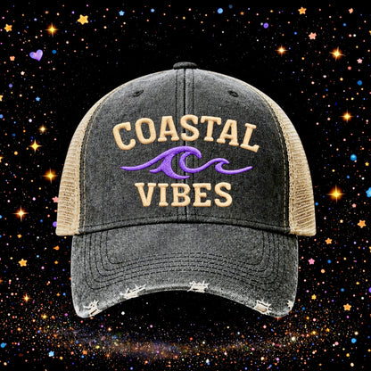 Coastal Vibes | Embroidered Trucker Hat | Snapback | Unisex | Baseball Cap