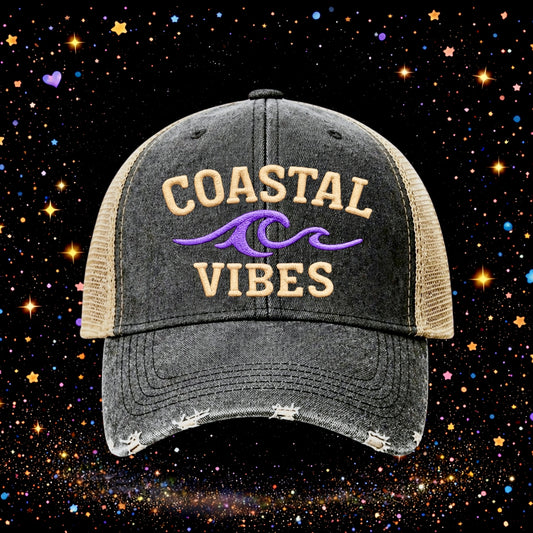 Coastal Vibes | Embroidered Trucker Hat | Snapback | Unisex | Baseball Cap