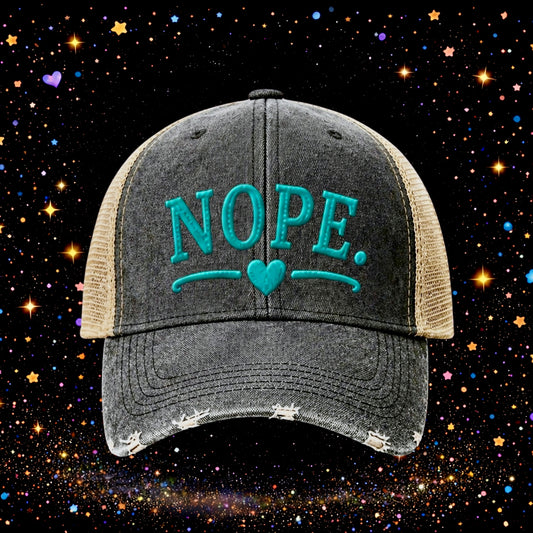 Nope | Embroidered Trucker Hat | Snapback Cap | Unisex | Funny