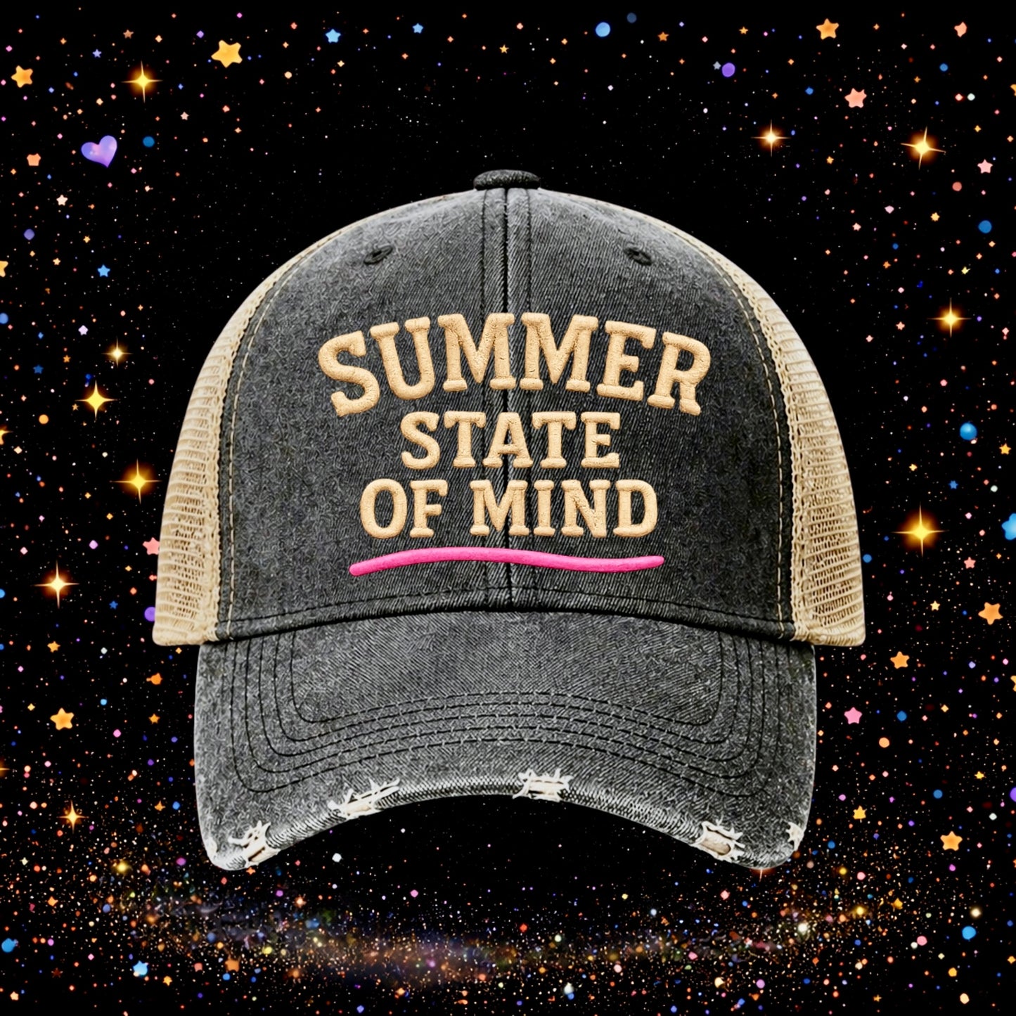 Summer State Of Mind | Embroidered Trucker Hat | Snapback | Baseball Cap