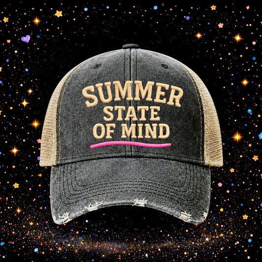 Summer State Of Mind | Embroidered Trucker Hat | Snapback | Baseball Cap