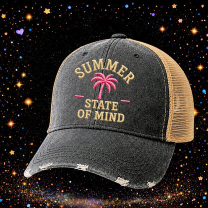 Summer State Of Mind | Embroidered Trucker Hat | Snapback Cap | Unisex | Funny